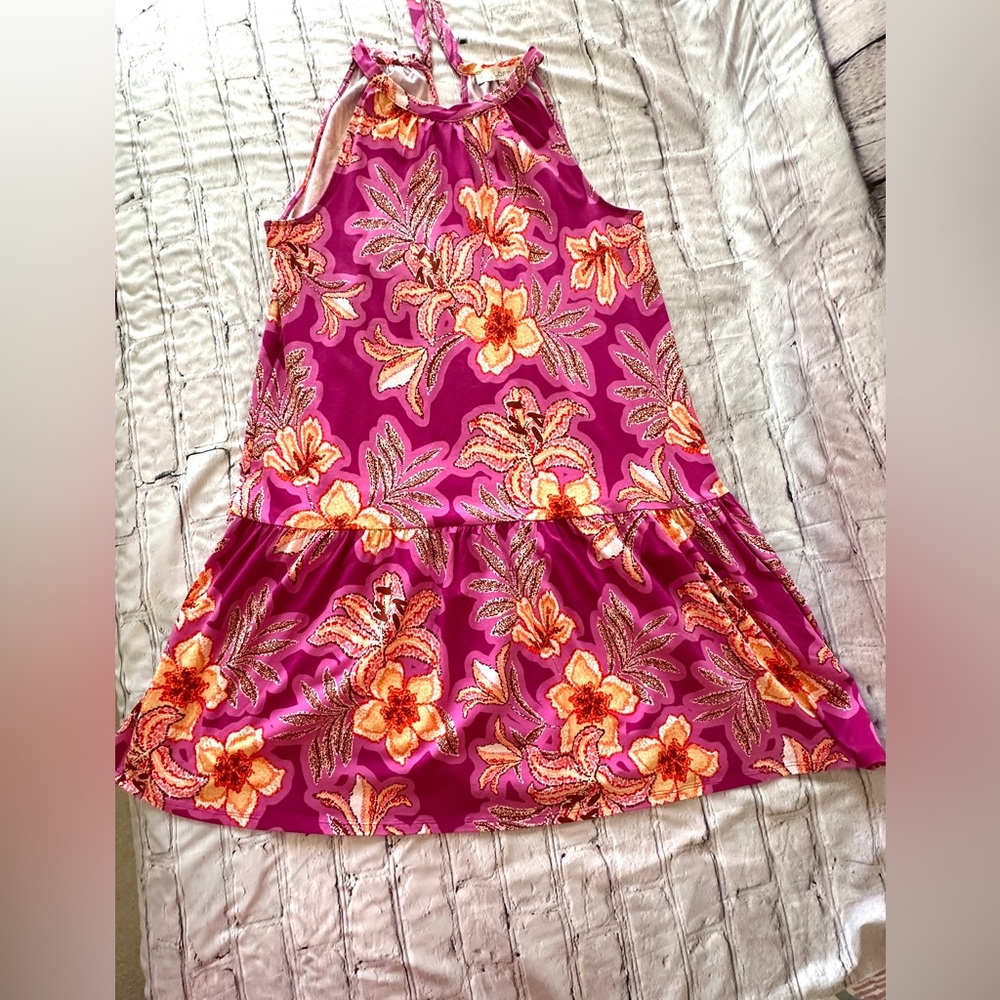 Loft Pink Mosaic Mini Halter Swing Dress - Picture 2 of 7